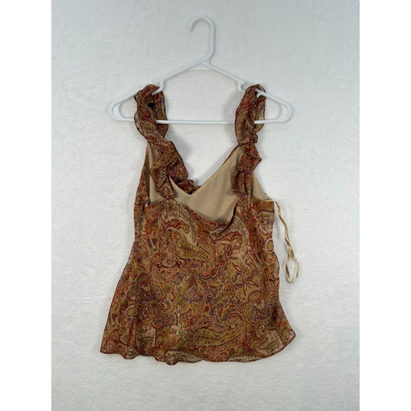 Lauren Ralph Lauren Womens Silk Brown Paisley Blouse Size 12 - Picture 2 of 3
